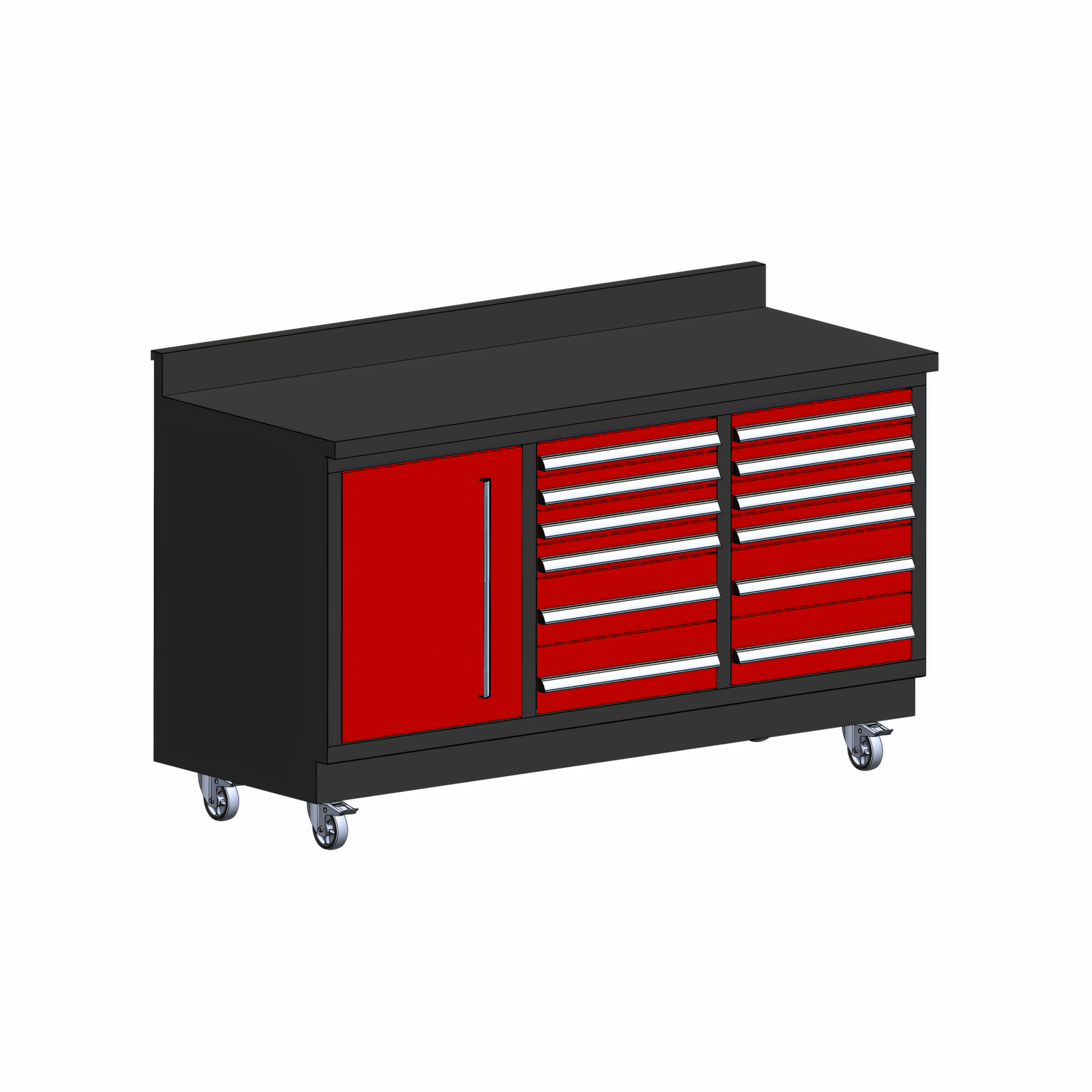 Mobile Profi Werkbank 173 cm mit 12 Schubladen – Rot