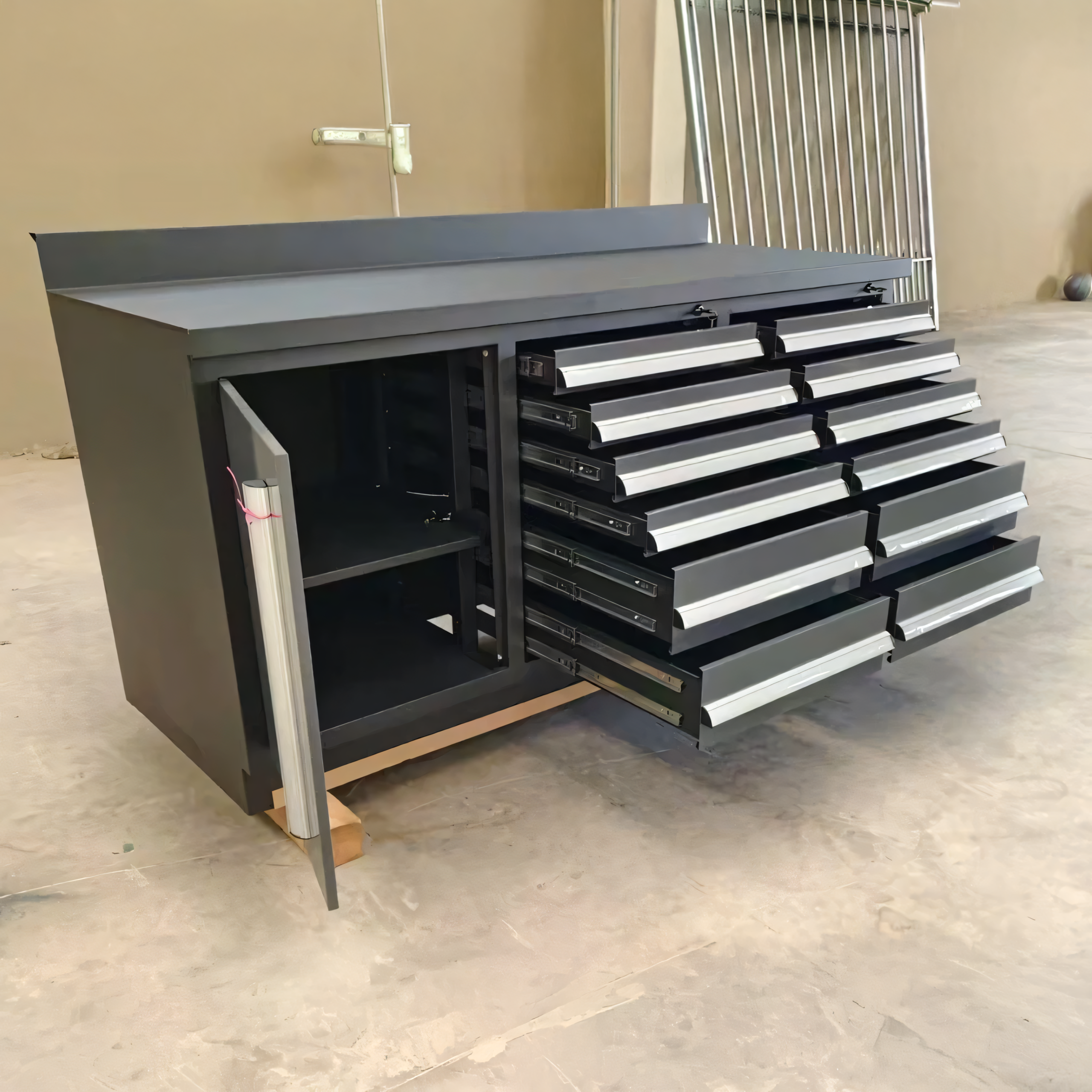 Profi Werkbank 173 cm mit 12 Schubladen – Anthrazit